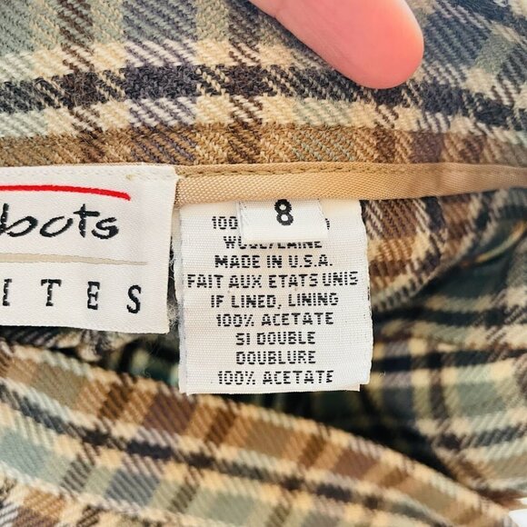 Vintage Skirt 100% Wool Pleated Tan Green Academic Cottagecore Library Made USA - Picture 5 of 7